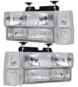 Headlight 8 Piece Euro Set w/Xenon Bulbs Set Left Right Fits 94-02 Chevrolet - Picture 1 of 5