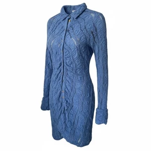 NWT Free People Vista Blue Sheer Lace Mini Dress / Cover-Up (XS) Boho Chic - Bild 1 von 15