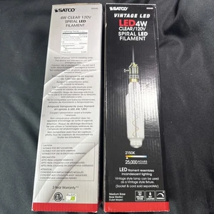 2x Satco S22430 4W =40W T24 LED Vintage Spiral Filament Tube Clear Medium E26 - Picture 1 of 4