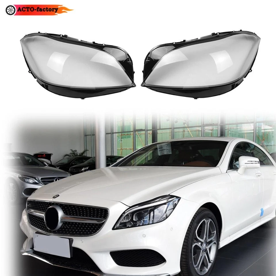 Pair Car Headlight Lens Cover Clear Shell For Mercedes Benz CLS W218 2016-2018 - Image 1 of 4
