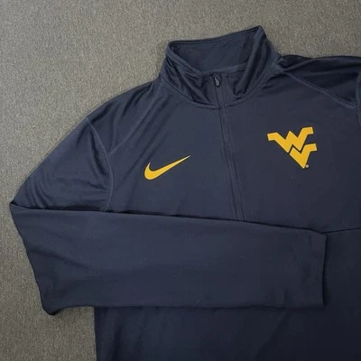 West Virginia Mountaineers Pullover Men Medium Blue Nike Quarter Zip NCAA Sports - Image 1 of 4