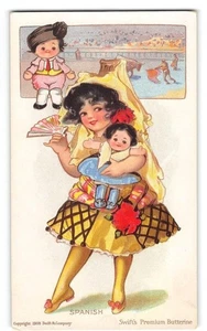 Spanish Girl & Dolls Swift's Premium Butterine Advertising 1908 Vintage Postcard - Picture 1 of 2