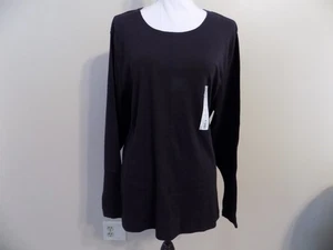 Croft & Barrow Women's Black Long Sleeve Crew T-Shirt, Size 1X, *NEW* - Picture 1 of 5