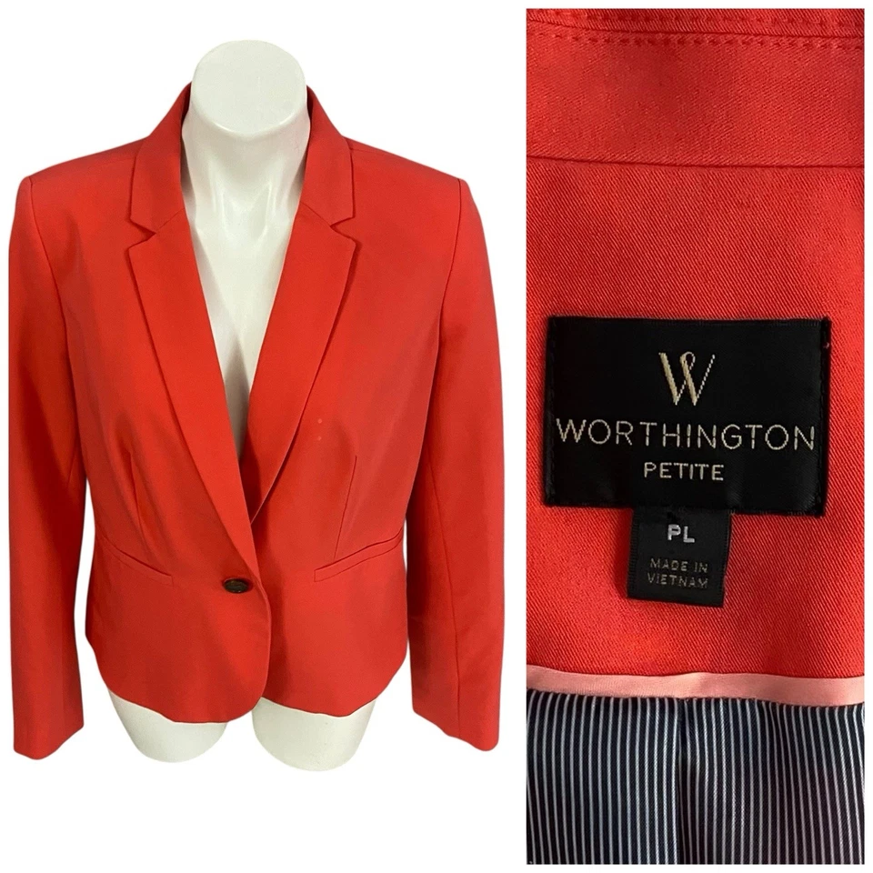 Worthington Blazer Womens PL Orange Jacket Office Corpcore Career Harvest Fall - Image 1 of 4