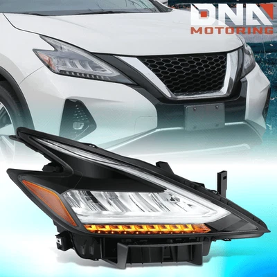 For 2019-2021 Nissan Murano Right Passenger Side Full LED DRL Headlight Black - Image 1 of 4