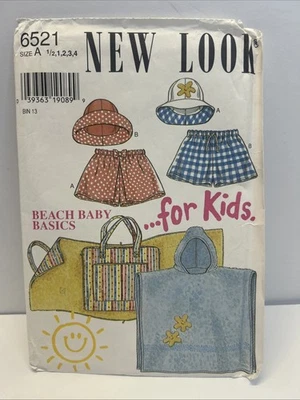 NEW LOOK 6521 Sewing Pattern Child's Beach Bag, Mat Hat Shorts SZ 1/2 - 4 - Image 1 of 3