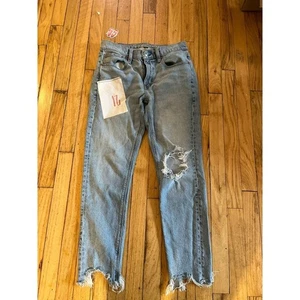 American Eagle Ripped Mom Jeans Distressed Denim Stretch helle Waschung Gr. 6 - Bild 1 von 4