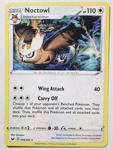 Noctowl 144/202 NM - RARE Schwert Schild Pokemon Karte - kawayoo Art - Bild 1 von 2