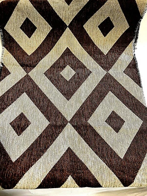 Kravet Geometric Diamond Reversible Heavy Upholstery Fabric Brown Beige 16 x 56 - Image 1 of 4