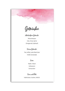 10 Menükarten zum Bedrucken "Aquarell Hochzeit" Getränkekarten Hochzeit - Bild 1 von 4