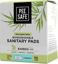 Pee Safe Biodegradable Sanitary Pads Overnight (Pack of 10) 100% Organic