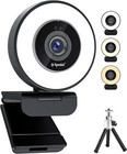 4K Webcam with Ring Light Built-in Privacy Cover and Dual Microphone Auto focus