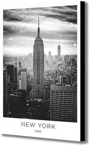 New York City - USA - Monochrome - Canvas Wall Art Framed Print - Various Sizes - Picture 1 of 5