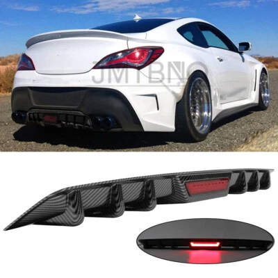 Alerón difusor de parachoques trasero de carbono para Hyundai Genesis Coupé con luz de freno LED Foto 1 de 4