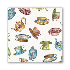 Michel Design Works Teacups & Teapot Design 20 Triple-Ply Paper Luncheon Napkins - Picture 1 of 2