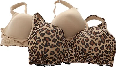 Sujetador Rhonda Shear 2 piezas copa moldeada ocio encaje marrón leopardo beige 3X nuevo sin etiquetas (199) Foto 1 de 4