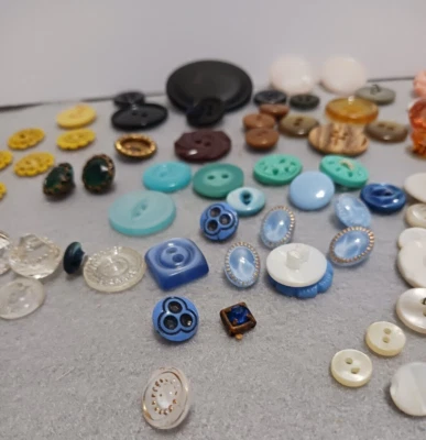Variety of Vintage Buttons in Various Shapes, Colors and Types of Materials - Image 1 of 4