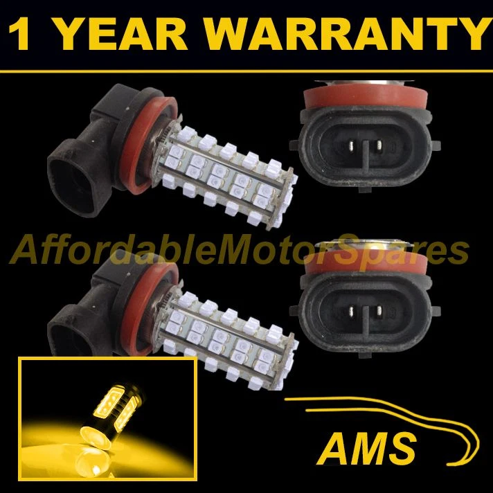2X H8 YELLOW 60 LED FRONT MAIN HIGH BEAM LIGHT BULBS HIGH POWER XENON MB500401 - Image 1 of 1