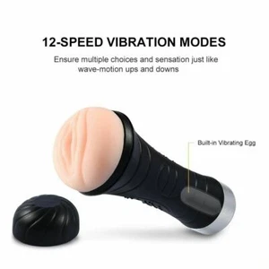 Vibrating-Automatic-Male-Masturbaters-Pocket-Pussy-Stroker-Blowjob-Cup-Sex Toy - Picture 1 of 7