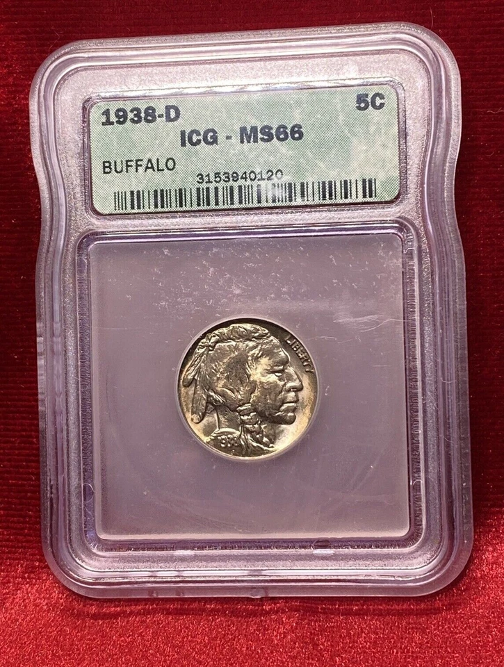 1938-D Buffalo Head Nickel 5c ICG MS66 Mirror Tone. - Image 1 of 2
