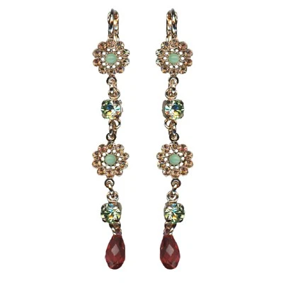 Pendientes Mariana Multinivel Colgantes Sombra Dorada, Verdes y Padparadscha Aus... Foto 1 de 3