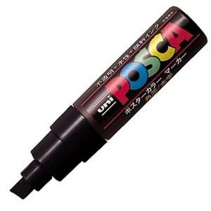Uni Posca PC8K.24 Water-Based Paint Marker, Broad Chisel Tip, Black - Picture 1 of 2