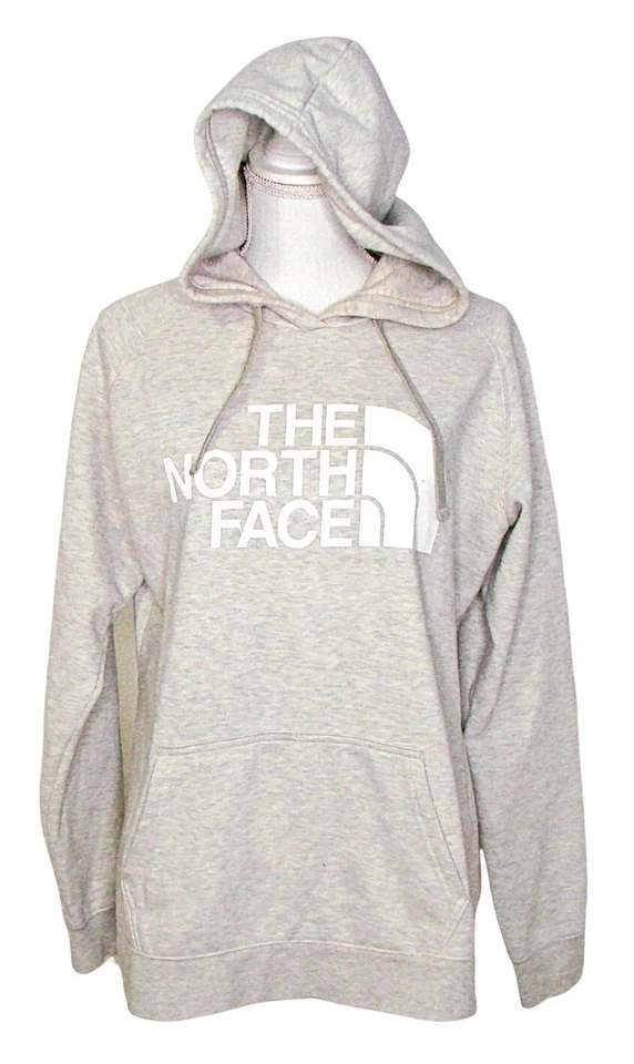 Sudadera con capucha para mujer The North Face gris grande logotipo deletreado letras blancas talla grande Foto 1 de 4