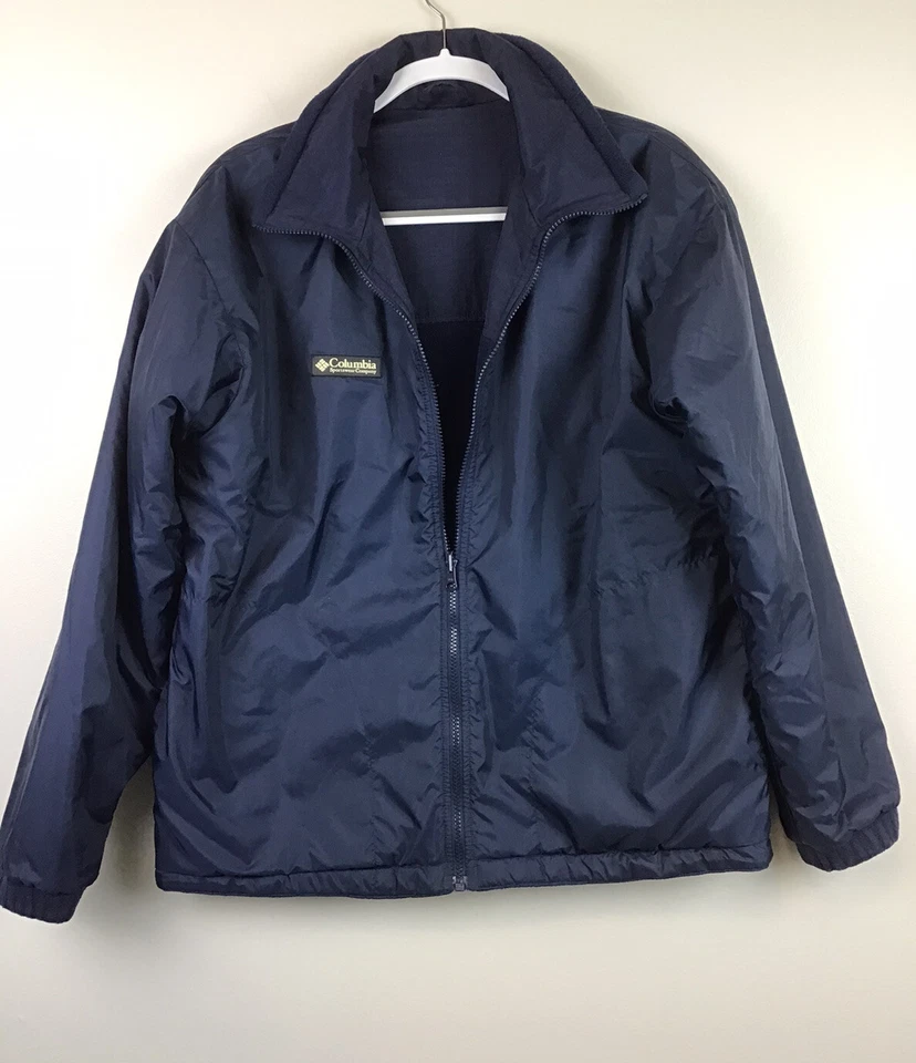 Columbia Navy Fleece Lined Youth Jacket , 18-20, Reversible - Image 1 of 4