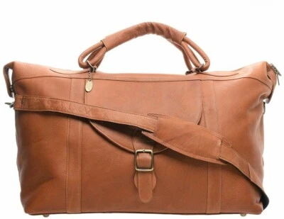 BOLSO DE LONA DAVID KING COLOMBIANO CUERO 25" CREMALLERA SUPERIOR FIN DE SEMANA COÑAC Foto 1 de 4