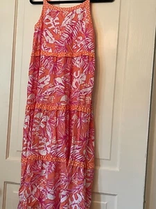 NWT Cat & Jack Girls' Size XLarge (14-16) Sleeveless Tiered Maxi Dress -Pink/Org - Picture 1 of 6