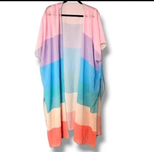 Cárdigan arco iris transparente de manga corta larga para mujer - Imagen 1 de 4