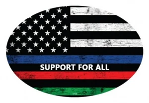UNTERSTÜTZUNG FÜR ALLE USA Flagge dünne Linie Polizei Feuerwehr Militär Auto Kühlschrankmagnet 4"x6" - Bild 1 von 4