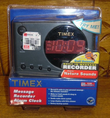 Reloj despertador grabadora de mensajes Timex nuevo en paquete Foto 1 de 2