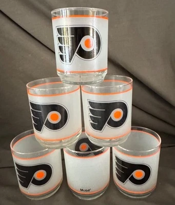 LOTE de 6 vasos de regalo de gasolina móvil Philadelphia Flyers años 70 Foto 1 de 3
