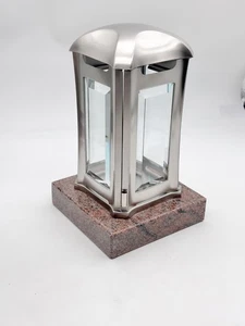 🕯️ Grablaterne EMSL06 Edelstahl • Granitsockel Multicolor. • Wetterfest - Bild 1 von 1