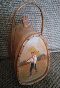 Vintage German Hand Painted Wooden Flask Decanter 8” Tall - Picture 1 of 6