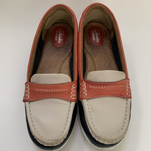 Scarpe mocassino Clarks Cliffrose Enza Navy Marine taglia 7 5M donna