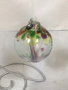 Kitras Art Glass Hand Blown Blossom Ball Tree Enchantment Hanging Ornament 2.5”. - Picture 1 of 7
