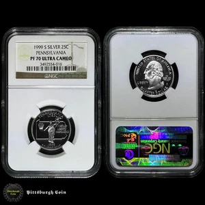 1999-S Silver 25C Pennsylvania Statehood Washington Quarter NGC PF70 Ultra Cameo - Picture 1 of 2
