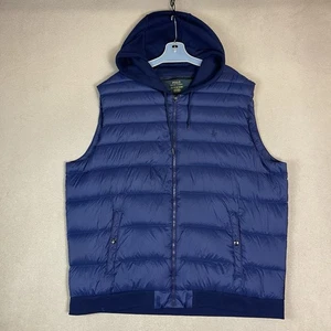 Polo Ralph Lauren Jacket Mens XXL Blue Quilted Puffer Sleeveless Full Zip Vest - Picture 1 of 13