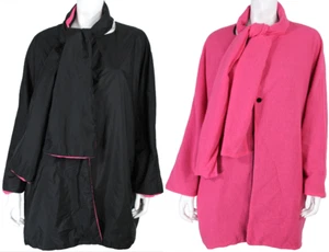 DANIELA GREGIS Black Techno & Pink Cashmere Reversible Button-Front Jacket O/S - Picture 1 of 11