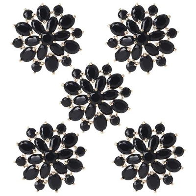 5Pcs 21mm Black for Rhinestone Flower Buttons Jewelry Embellishments DIY Accesso - Image 1 of 4