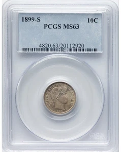 1899-S 10C MS63 PCGS. Barber Dime - Picture 1 of 2