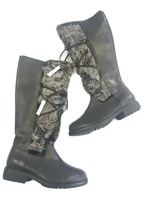 BOTAS DE CUERO NEGRAS PARA MUJER LA REDOUTE CON PIEL GRIS SINTÉTICA Talla EU 39 USS 24 Foto 1 de 4