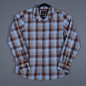 Prana Shirt Mens M Blue Plaid Long Sleeve Huntley Organic Cotton Blend Button Up - Picture 1 of 11