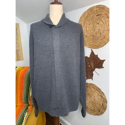 1990s Polo Ralph Lauren Minimalist Wool Shawl Collar Full Zip Sweater Jacket XXL - Image 1 of 4