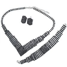  VF V34 8 Rows Black Austria Crystal Copper Alloy Earrings Bracelet Necklace Set
