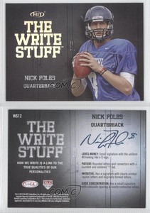 2012 SAGE Hit The Write Stuff Nick Foles #WS12 Rookie RC