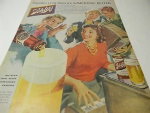 Anuncio impreso vintage años 50 Schlitz Beer Man cueva 5G - Imagen 1 de 4