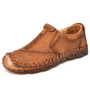 Men's Casual Shoes Fashion Genuine Leather Handmade Comfortable Loafers Sneakers - Picture 1 of 22